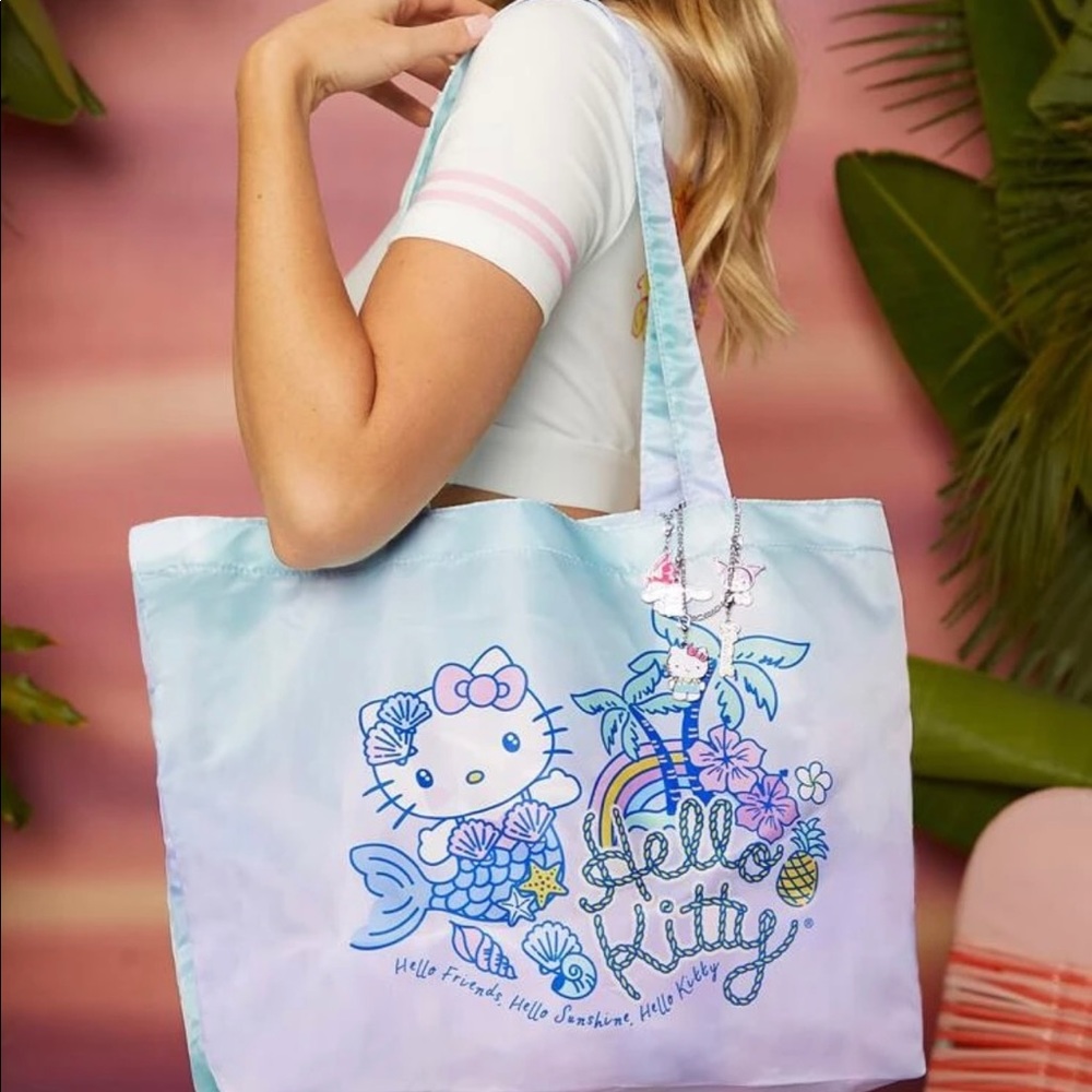 Hello Kitty blue mermaid tote beach bag